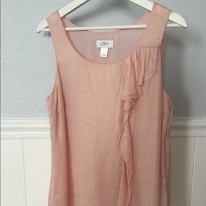 LOFT Silk Ruffle Sleeveless Blouse